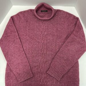 McDonald New Zealand Merino Wool Possum Fur Turtleneck Sweater Pink Size Medium